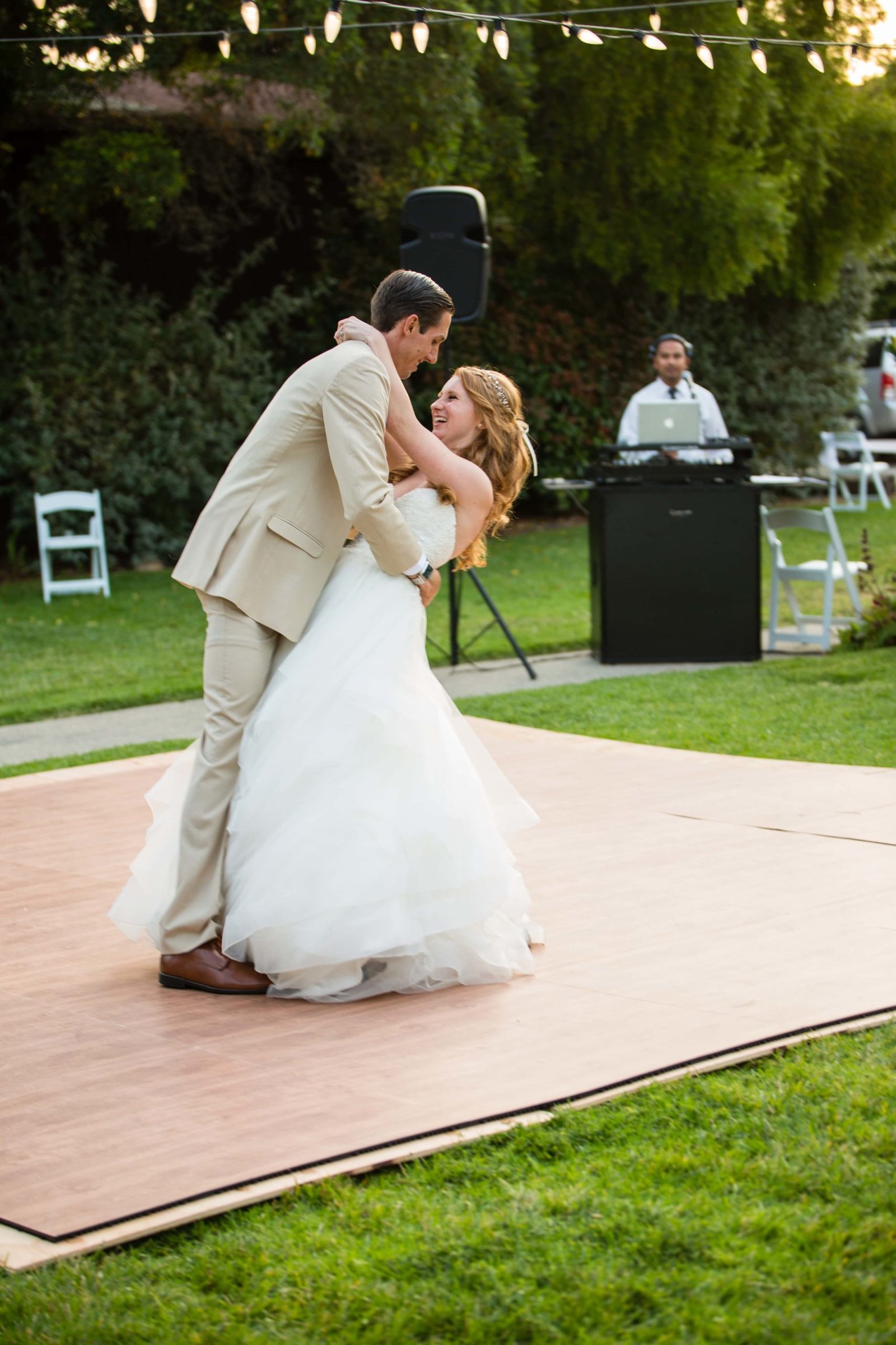 Bride and groom have first dance at Heritage House in Arroyo Grande