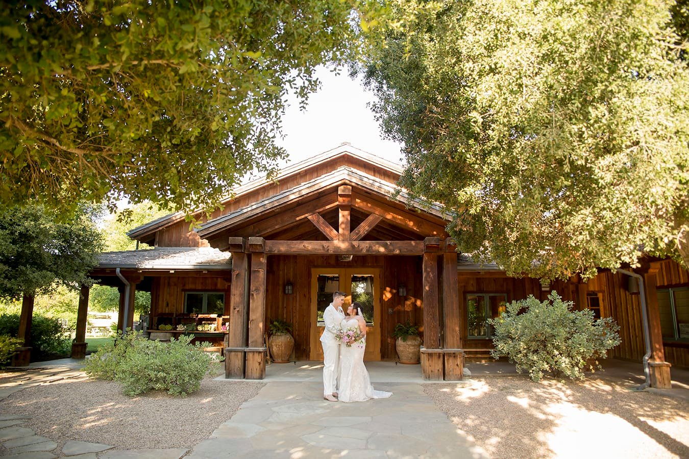 Brides in front of Roblar Winery in Santa Ynez, CA 