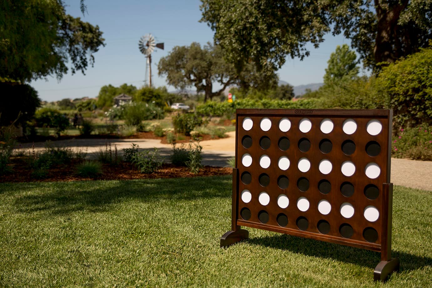 Giant Connect Four at a wedding at Roblar Winery in Santa Ynez, CA 