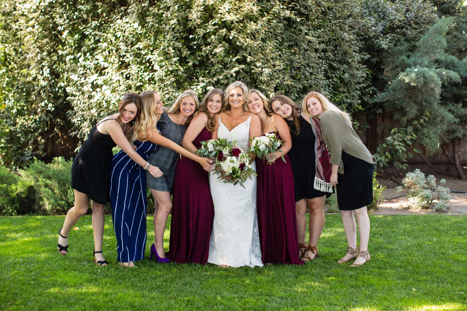 Bride with family at The Loading Chute