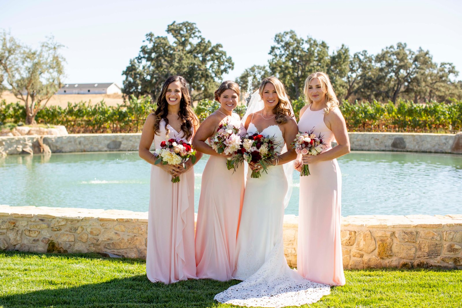 Bride standing with bridesmaids at Rava Wines