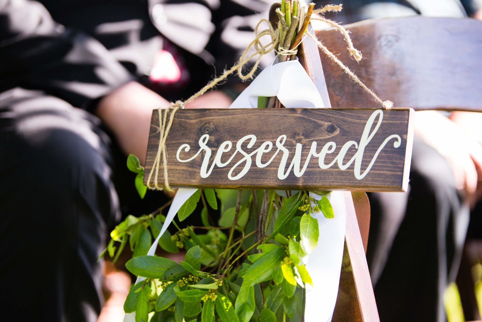 Reserved sign for a wedding at The Loading Chute