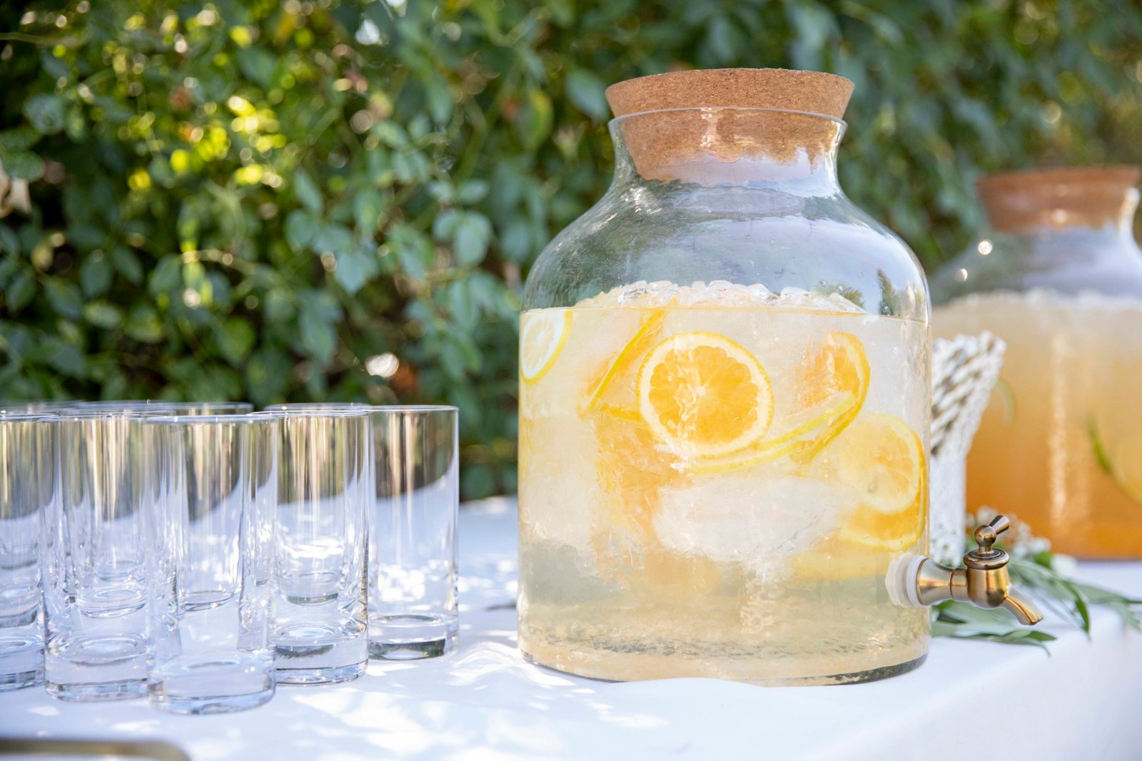 lemon water at a wedding reception