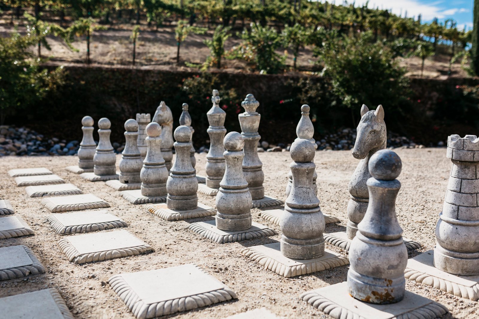 giant lawn chess game at Allegretto Vineyard Resort