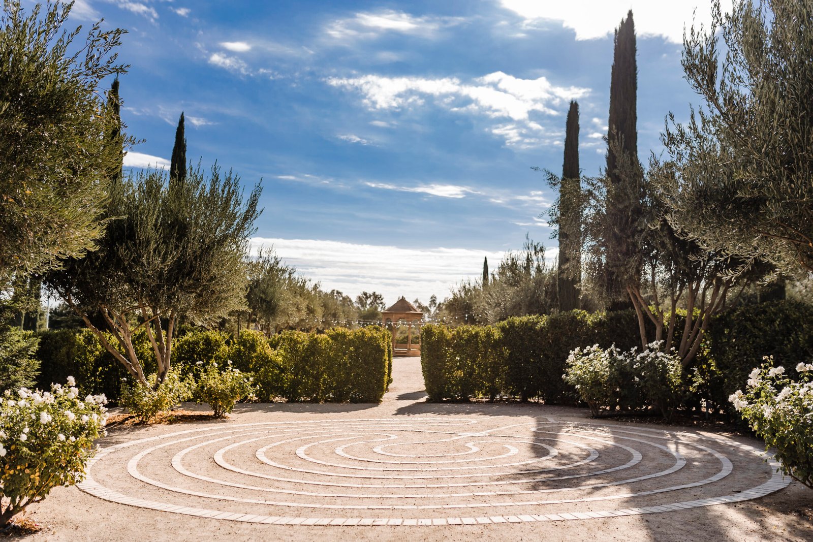 wide view of the sound garden at Allegretto Vineyard Resort