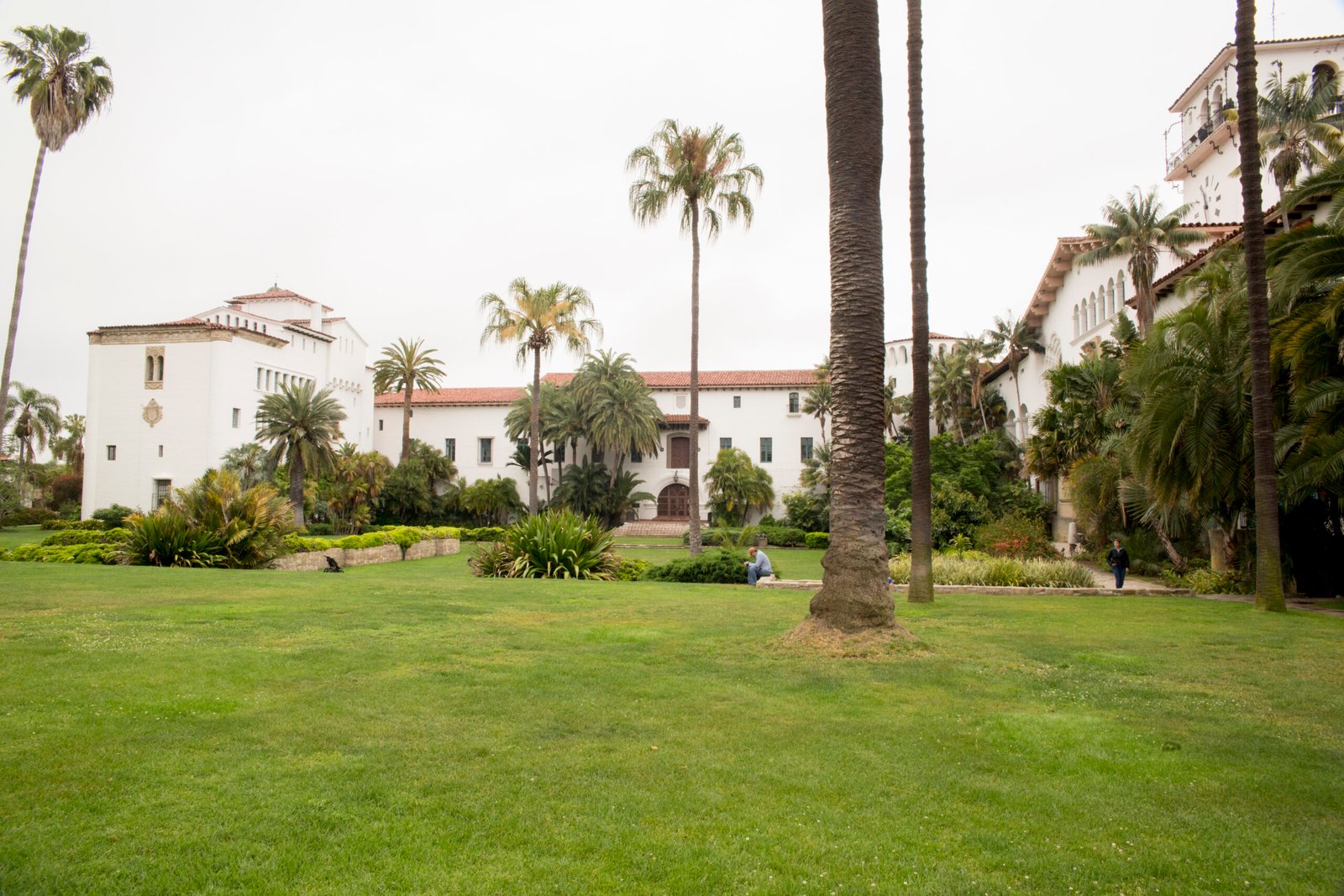View of the Santa Barbara Courthouse from the Sunken Gardens