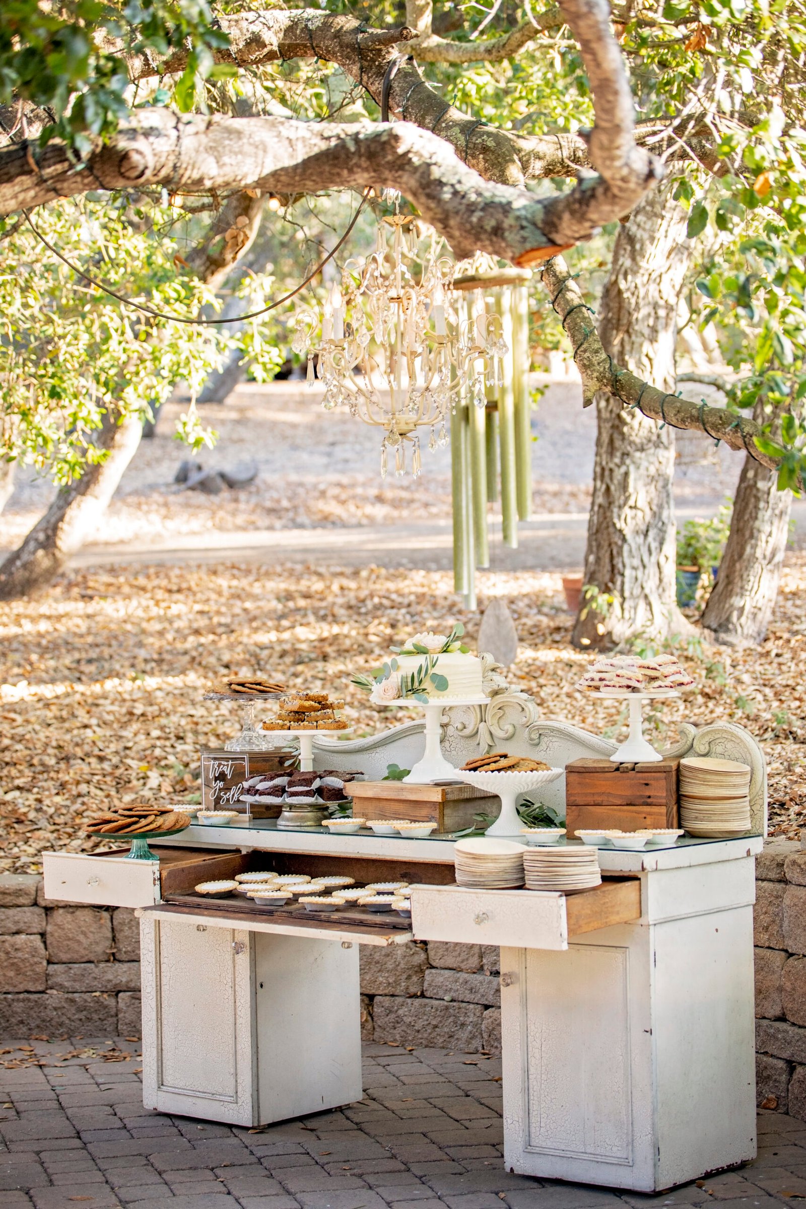 dessert table for a wedding at Tiber Canyon Ranch