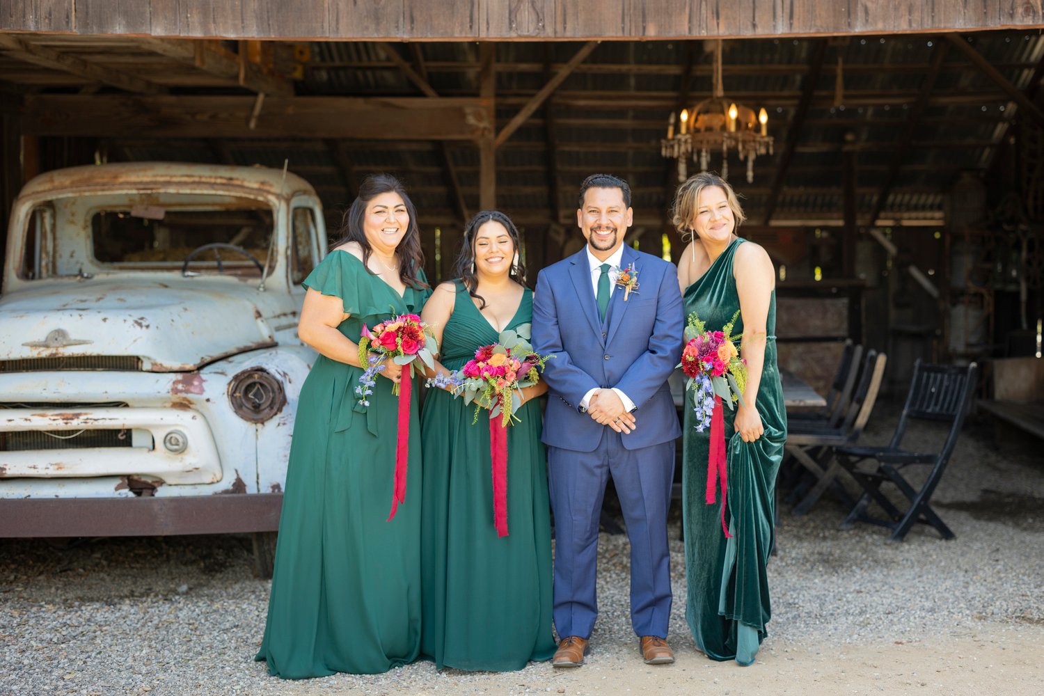 groom with the bridesmaids