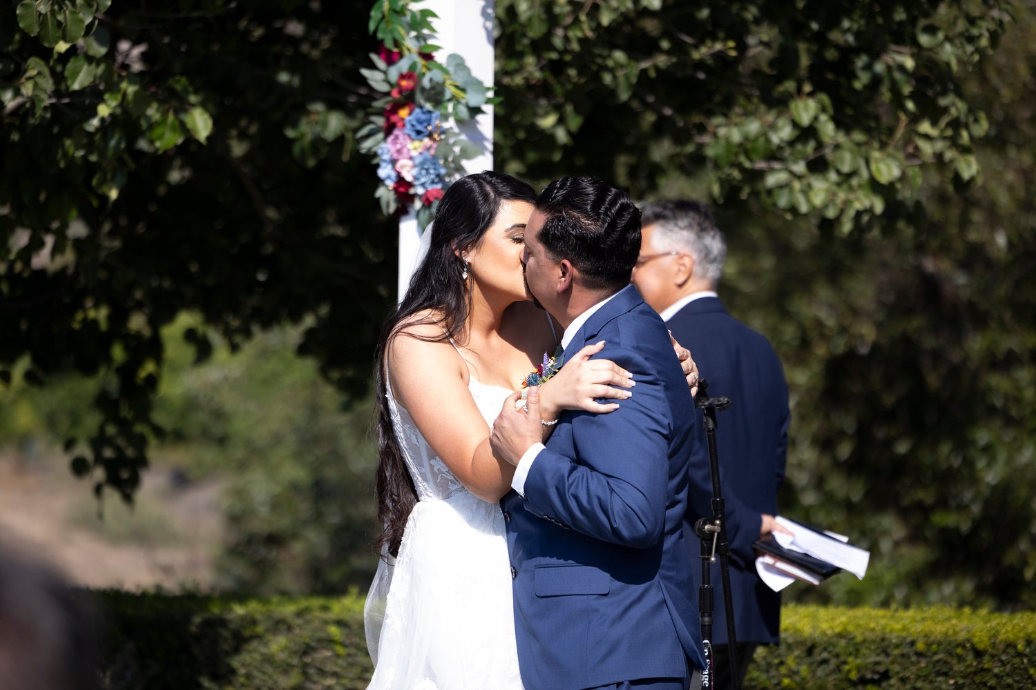 first kiss at the end of a wedding ceremony
