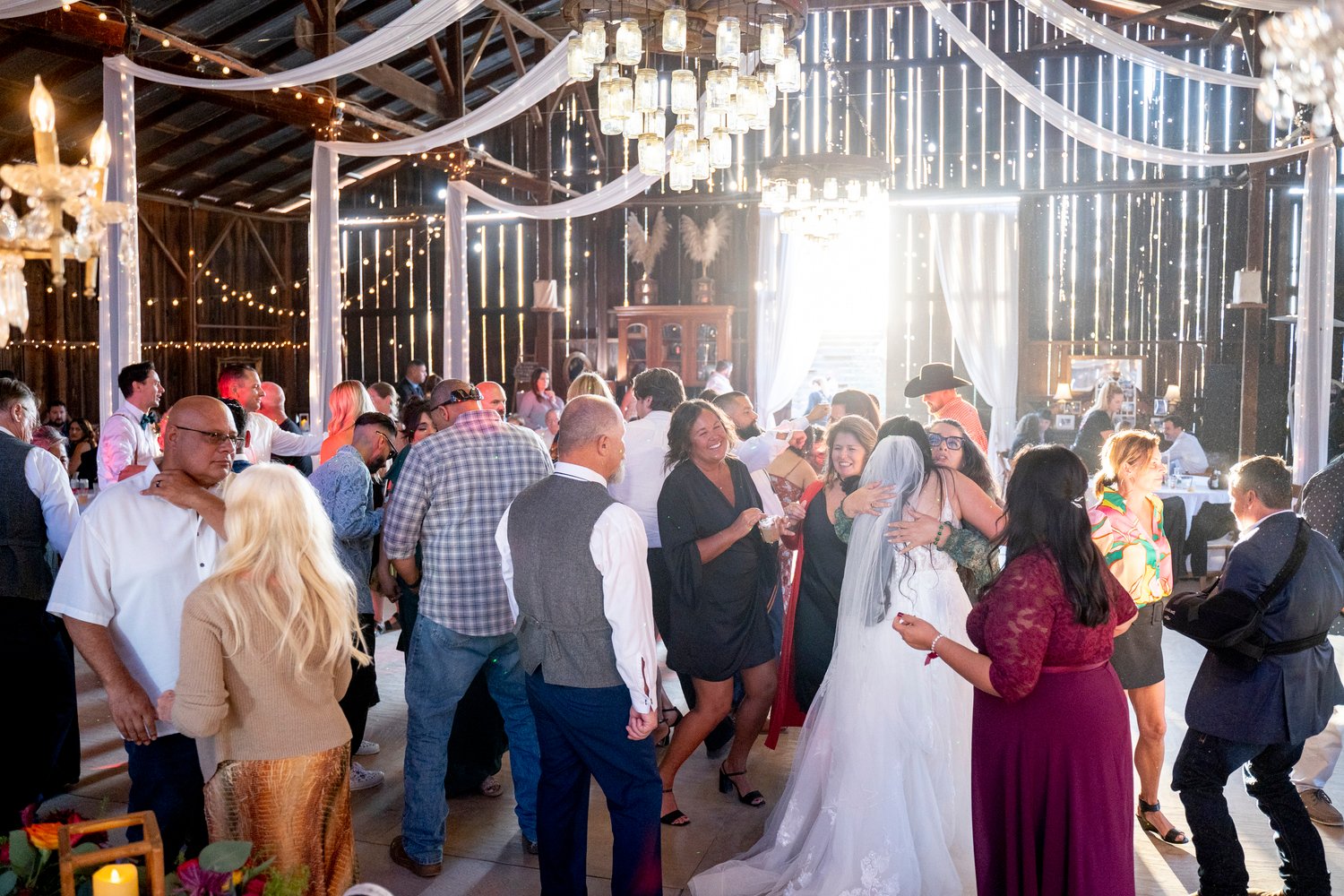 guests dancing at a wedding