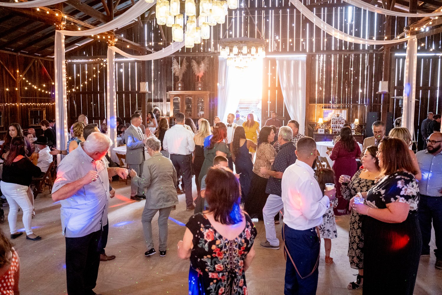 guests dancing at a wedding reception